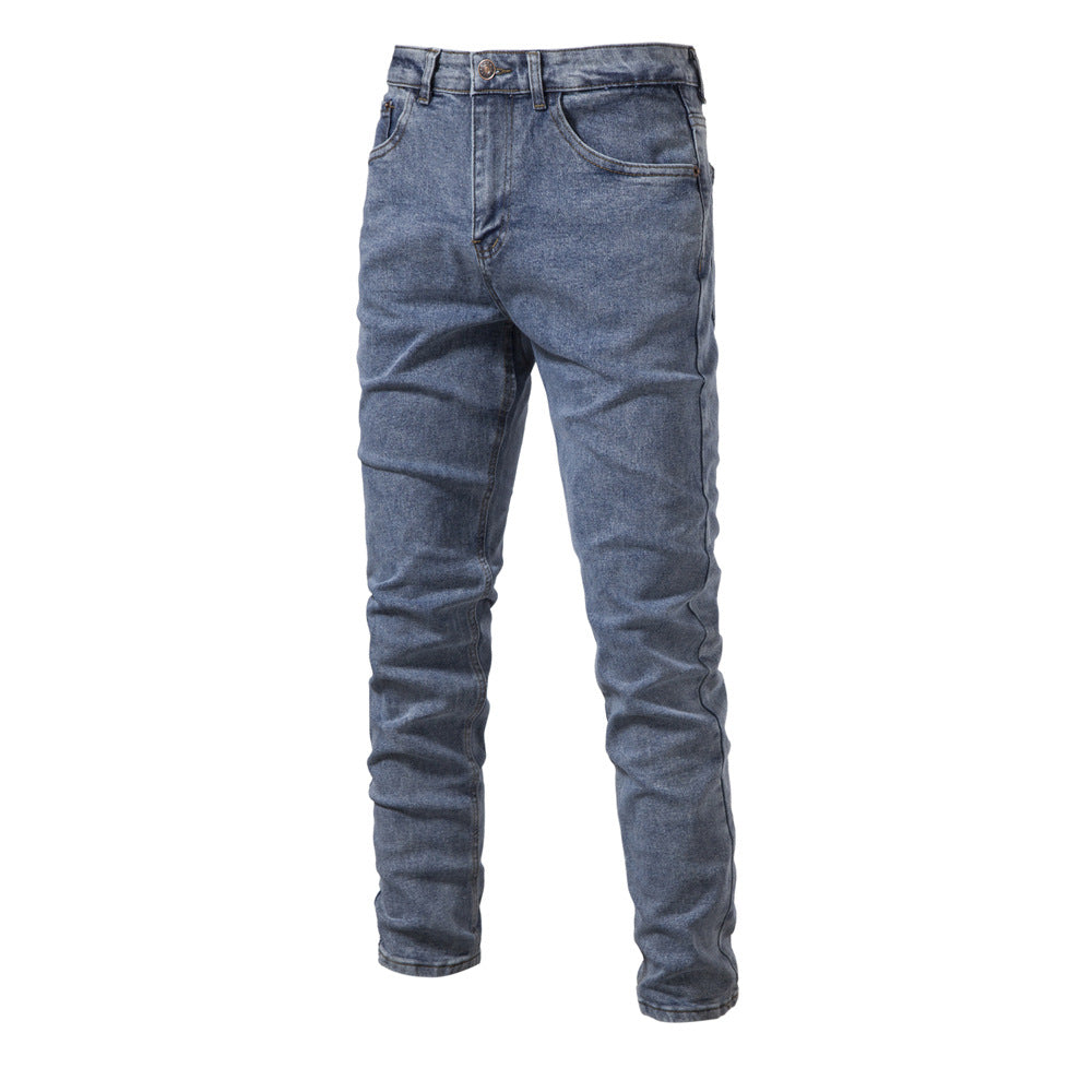 MAOXIANGSHOP 2025 Spring and Autumn New Men's Personalized Denim Washed Trend Casual Micro-elastic Straight Pants