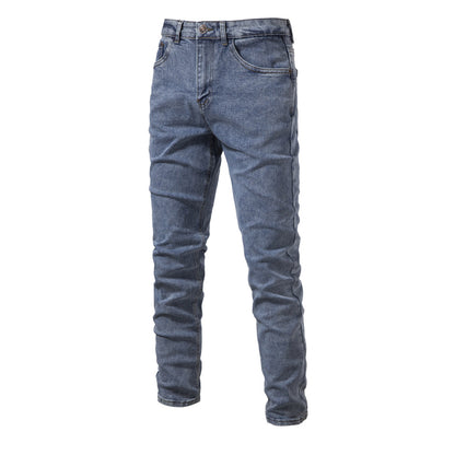MAOXIANGSHOP 2025 Spring and Autumn New Men's Personalized Denim Washed Trend Casual Micro-elastic Straight Pants