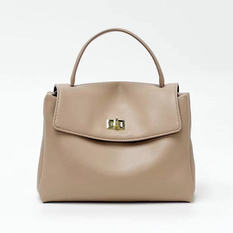 2025 Textured soft cowhide handbag summer new retro small square bag versatile fashion shoulder bag messenger women's bag women's bag