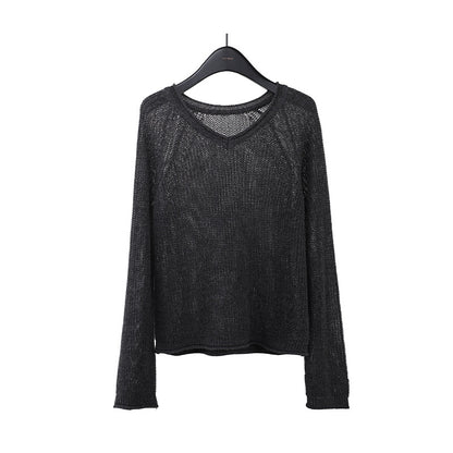 2025 [4 colors optional] Wool V-neck hollow knitted sweater 2025 early spring new Korean version simple lazy sweater M17
