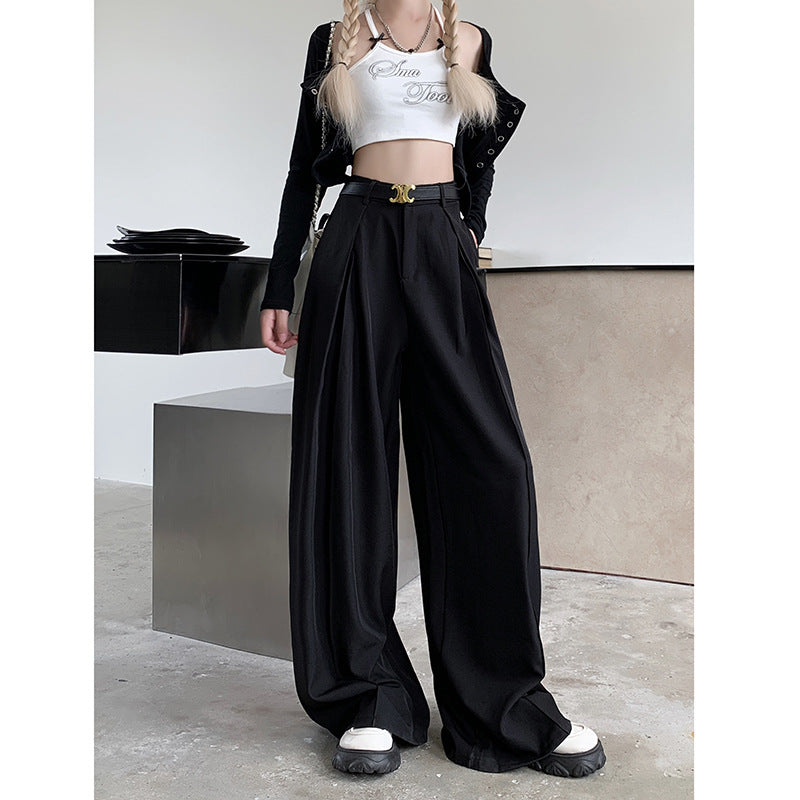 maoxiangshop-shop work outfits women Fall Loose High Waist Wide Leg Suit Pants Women's Casual Mopping Long Pants