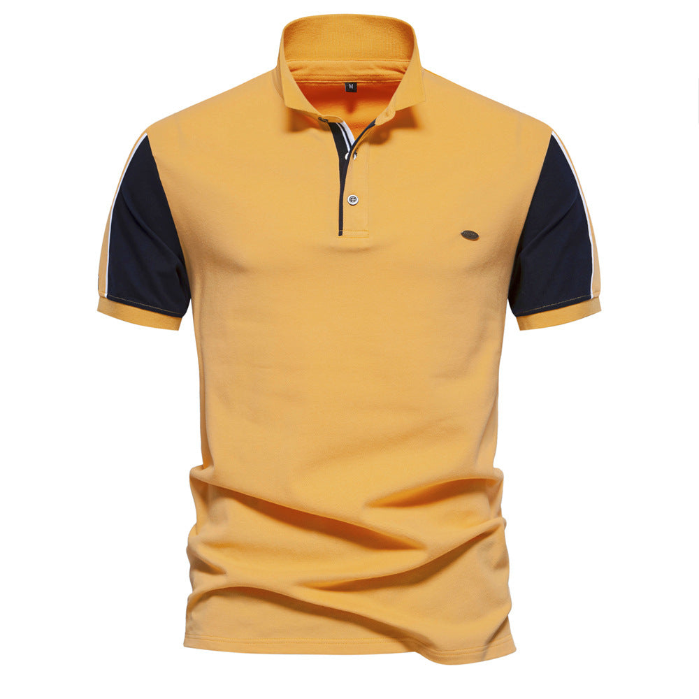 MAOXIANGSHOP 2025 popular spring and summer new New Popular trade collar POLO lapel simple fashion color matching casual men's short-sleeved T-shirt