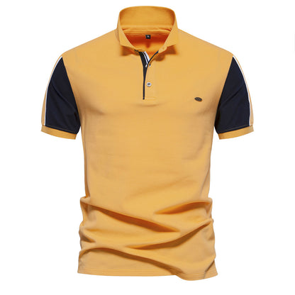 MAOXIANGSHOP 2025 popular spring and summer new New Popular trade collar POLO lapel simple fashion color matching casual men's short-sleeved T-shirt