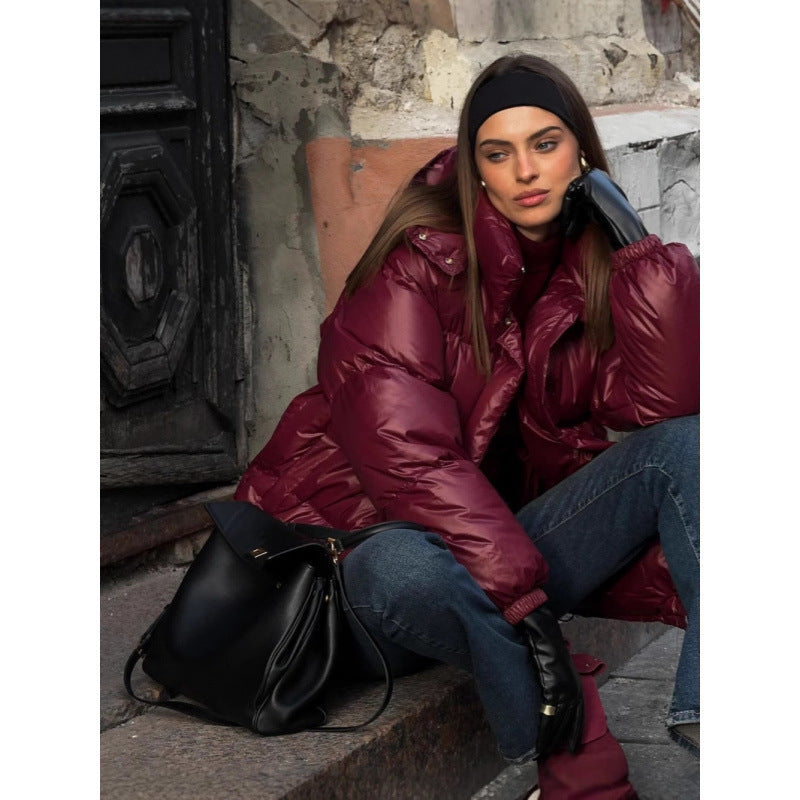 MAOXIANGSHOP 2025 Winter popular New Popular trade new temperament warm red hooded cotton clothes bread clothes