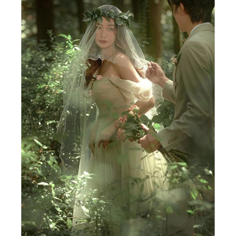 2025Studio theme light wedding photography photo clothing couple location travel photography dress photo Mori fairy color gauze skirt