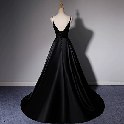 2025 High-end temperament evening dress women's  new thin banquet dress red carpet catwalk host trailing performance dress