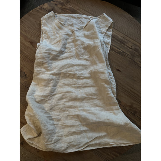 2025 23/4 Wo Wu, Literary Retro Linen Crew Neck Pullover Vest