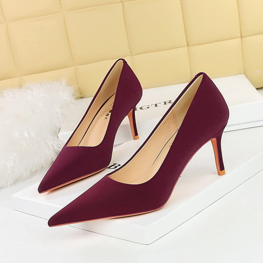 3391-10 2025 fashionable and sexy nightclubs show thin super high heels women's shoes thin heels shallow mouth pointed simple high heels