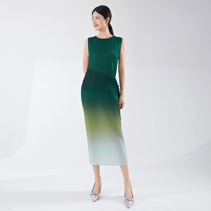 gradual change dress simple high sense summer new temperament sleeveless medium and long one-step versatile straight skirt