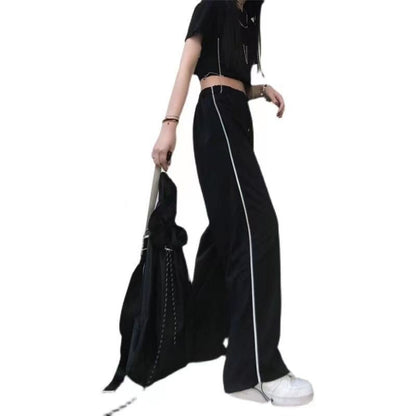 maoxiangshop-shop clothes New Wide-Leg Women's High Street Long Pants Autumn High Waist Student Cool Girl Loose Ins Straight Casual Sports Pants