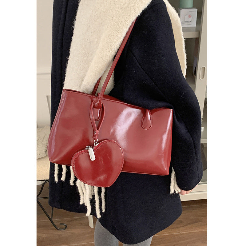 MAOXIANGSHOP 2025 Red Bridal Wedding Bag Love Earphone Bag 2025 New Large Capacity Long Handle Shoulder Bag Retro Hot Tote Bag