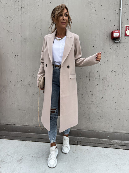 maoxiangshop 2000s fashion Autumn and Winter Long Suit Collar Woolen Coat for Women