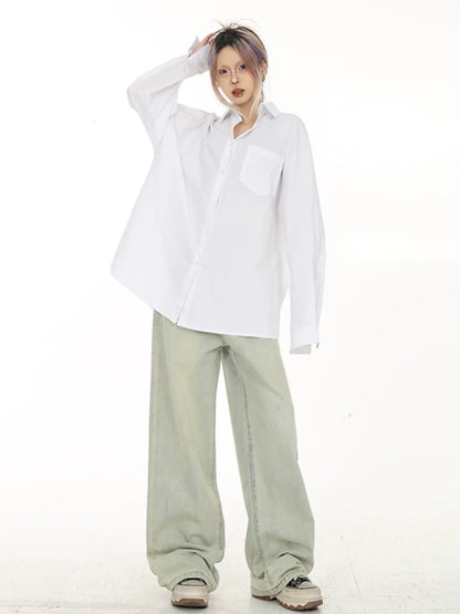 white shirt women's new loose casual sunscreen shirt in summer popular lazy wind long-sleeved top