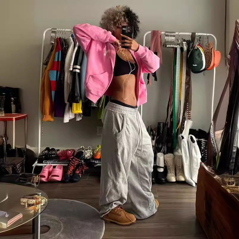 maoxiangshop outfit inspo Gray Casual Pants Sweatpants Street Style Baggy Sweatpants Trousers Autumn and Winter New