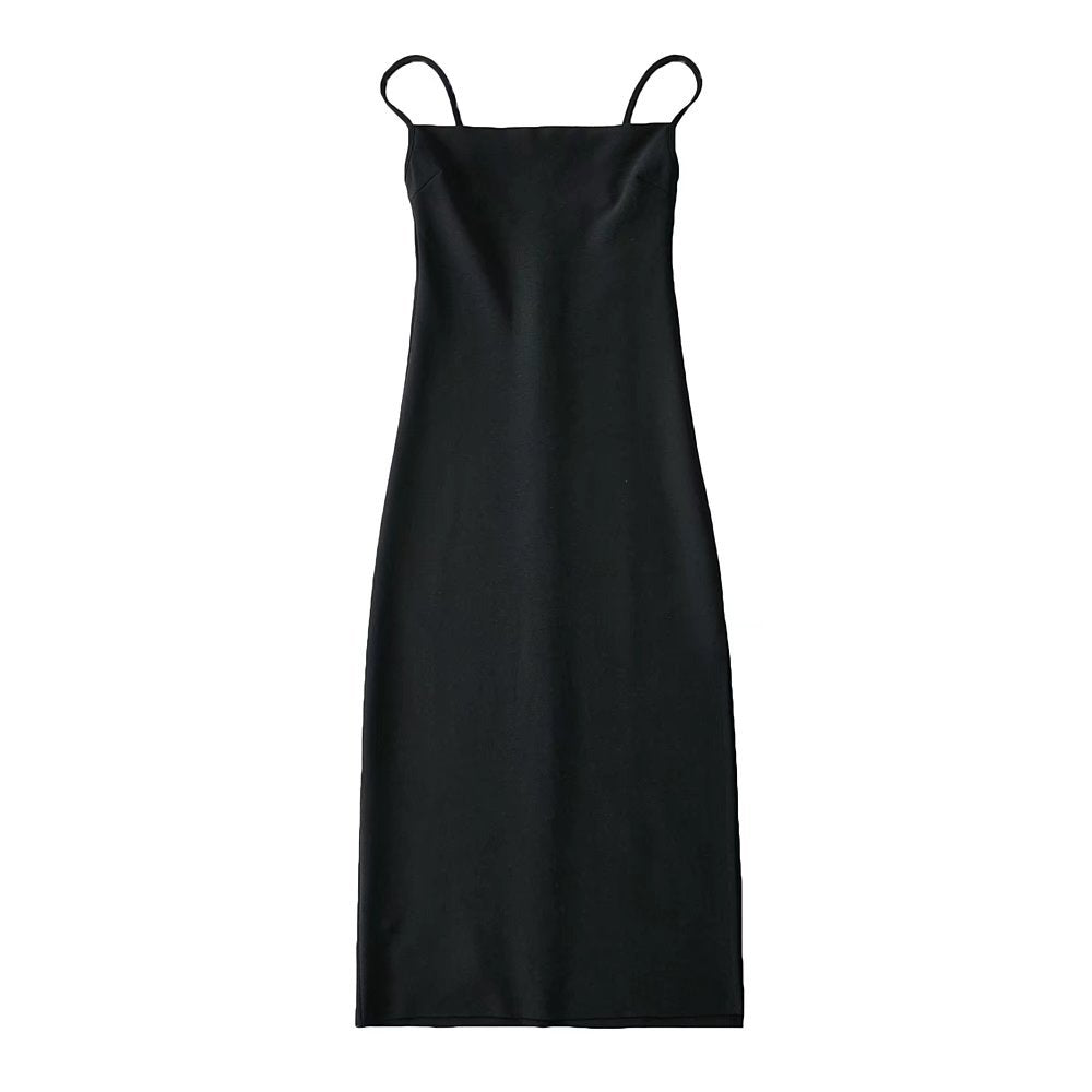 maoxiangshop-shop telenovela dress to impress INS Style French Style Flat Strap Dress Women's Summer New off-the-Shoulder Sexy Split Dress Long Skirt