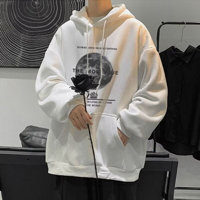 maoxiangshop boy outfits Hooded Thin Sweater Men's Spring and Autumn Loose Casual Pullover Shirt Convinced Printed