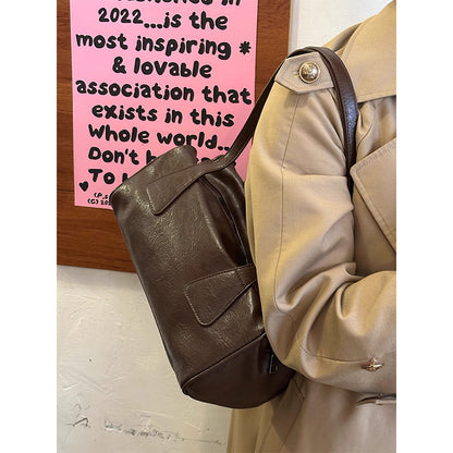 MAOXIANGSHOP 2025 Bag women's 2025 Korean version ins retro underarm baguette bag versatile commuter casual portable shoulder tote bag