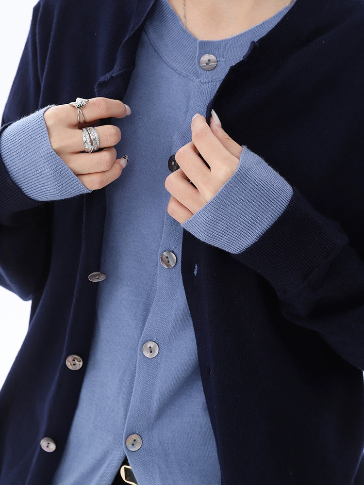 autumn and winter fake two-piece design wool knitted sweater fashion high-end slim-fitting front shoulder long-sleeved top women
