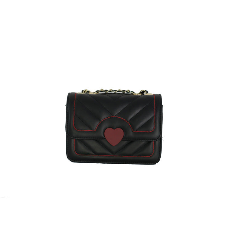 MAOXIANGSHOP 2025 Japanese ins white small bag female new student oblique span bag love contrasting color diamond chain portable small square bag