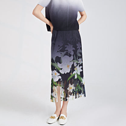 Shenzhen Nanyou high-end women's clothing fringed skirt spring women's skirt printed elastic waist Sanzhai one-step hip wrap skirt