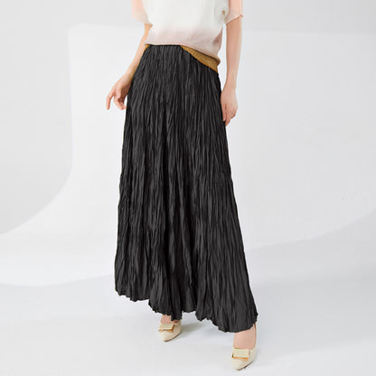 skirt long skirt new hot-selling design sense high waist drape feeling thin a-shaped skirt big swing fashion pleated skirt