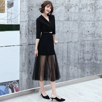 Black evening dress dress female noble temperament can be worn at ordinary times modern party daily banquet small autumn fairy
