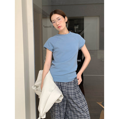 2025 [7 colors optional] Crew neck net version short-sleeved T-shirt women's 2025 spring and summer new Korean version casual versatile top T026