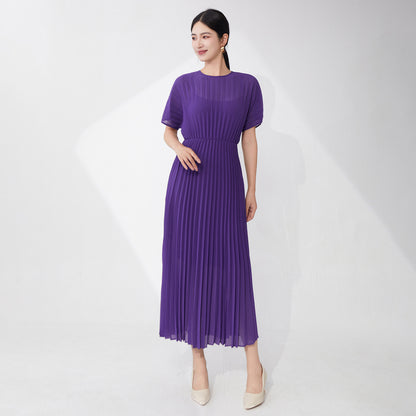 High-quality seaside skirt atmosphere vacation drape lining solid color chiffon waist temperament dress
