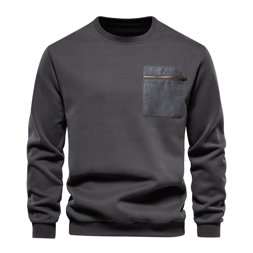 MAOXIANGSHOP 2025 Autumn new long-sleeved solid color sweater trendy Popular trade men's loose casual versatile crew neck sweater men's clothing