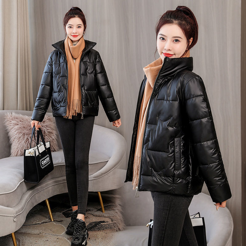 Winter glossy leave-in new thickened cotton-padded clothes women's short Korean version loose cotton-padded clothes stand-up collar jacket women's down cotton-padded jackets