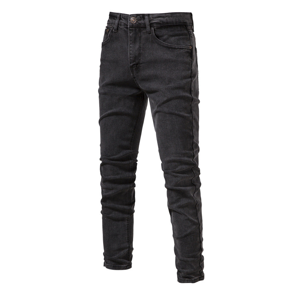 MAOXIANGSHOP 2025 Spring and Autumn New Men's Personalized Denim Washed Trend Casual Micro-elastic Straight Pants