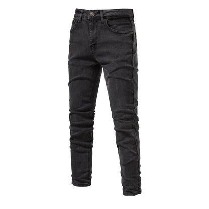 MAOXIANGSHOP 2025 Spring and Autumn New Men's Personalized Denim Washed Trend Casual Micro-elastic Straight Pants
