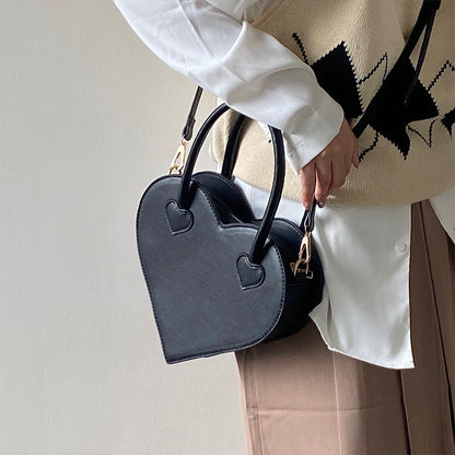 MAOXIANGSHOP 2025 Love bag female Internet celebrity simple cool black handbag retro niche shoulder messenger bag, Shiling bag