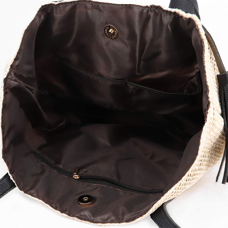 MAOXIANGSHOP Women's tote bag large-capacity bag popular new fashion handbag shoulder armpit bag straw leisure bag