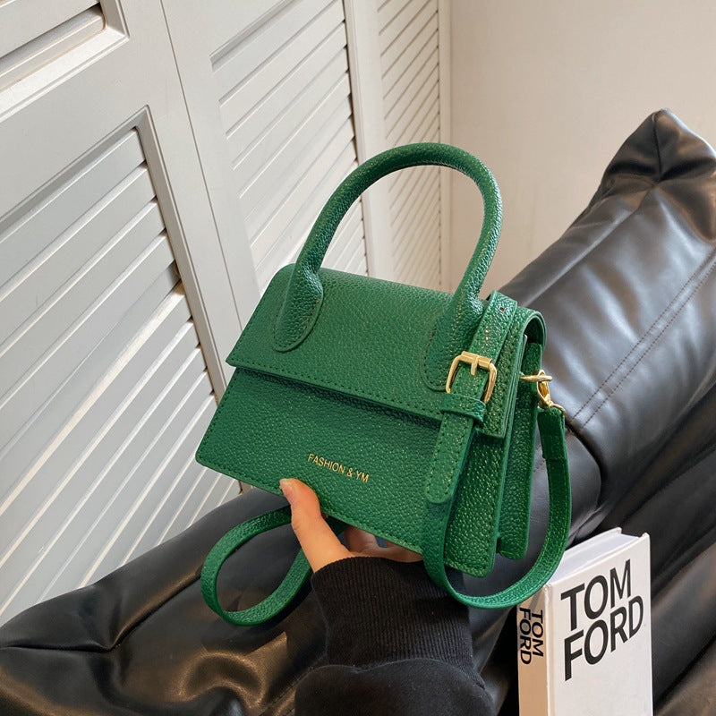 MAOXIANGSHOP 2025 Bag Women's Spring and Summer  New Portable Small Square Bag Simple Texture Lychee Pattern Shoulder New Lipstick Bag