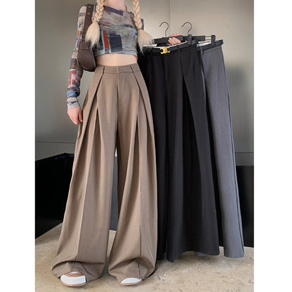 maoxiangshop-shop work outfits women Fall Loose High Waist Wide Leg Suit Pants Women's Casual Mopping Long Pants