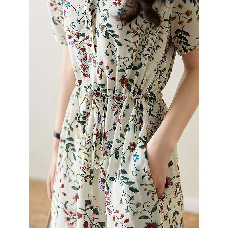 2025 Heavy mulberry silk dress, high-end silk floral skirt  summer new medium and long spring women's clothing
