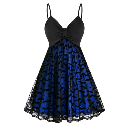 maoxiangshop alien invasion dress to impress Women plus Size Gothic Dress Sexy Neon Bat Leash Dress Halloween Party Dress