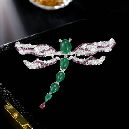2025 Light luxury retro luxury temperament dragonfly brooch female personality creative insect pin fashion high sense coat corsage
