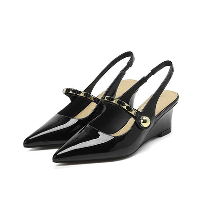2025 5162-8 Cross-border Popular trade empty word slope heel high heels pointed 2025 new rivet platform single shoes women