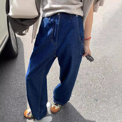 maoxiangshop fashion inspo Retro Jeans for Women 2024 New Autumn High Waist Loose Casual Pants Blue Radish Pants Wide Leg Pants