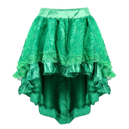 maoxiangshop group halloween costumes Corset Skirt Elastic Waist Zipper Solid Color Flocking Irregular Skirt