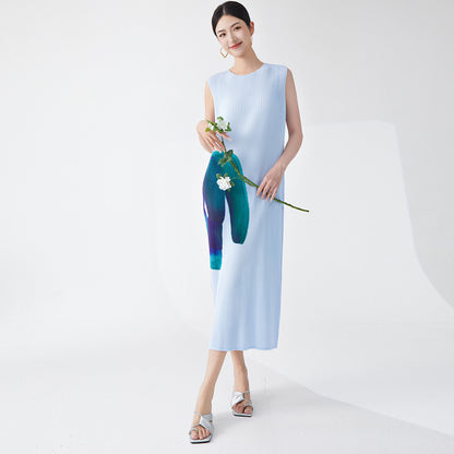 dress new Nanyou Shenzhen high-end women's clothing round neck sleeveless medium and long temperament straight skirt