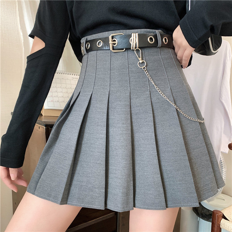 maoxiangshop-shop gothic dti 2024 Korean Style New High Waist Slimming Design Sense Niche Pleated Skirt A- Line Skirt Women's Skirt