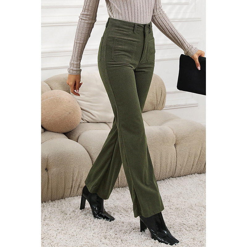 maoxiangshop-shop fall outfits aesthetic Shiying Autumn and Winter New Corduroy Straight Casual Pants for Women Fashionable Slim High Waist Retro Pants for Women