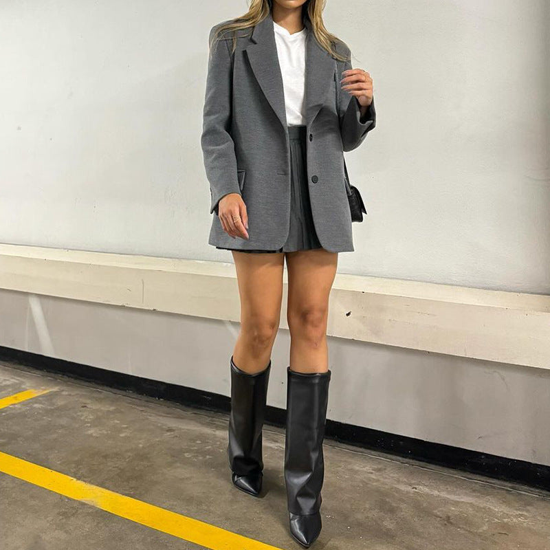 maoxiangshop dti outfits 2024 Women's Autumn and Winter New Ladies Fashion Temperament Solid Color Double-Sided Woolen Lapel Suit