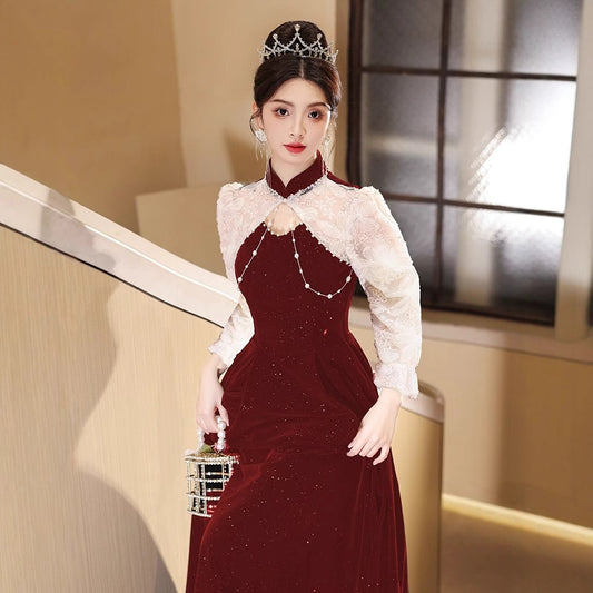 New Chinese toasting clothes 2025 new bridal wedding advanced sense engagement banquet dress dress women's red wedding dress spring and summer