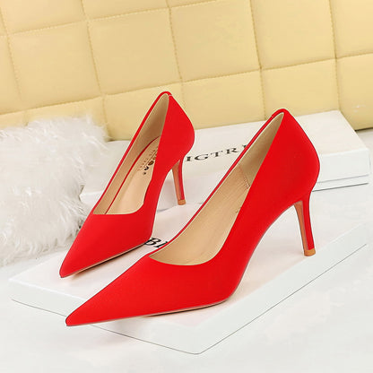 3391-10 2025 fashionable and sexy nightclubs show thin super high heels women's shoes thin heels shallow mouth pointed simple high heels