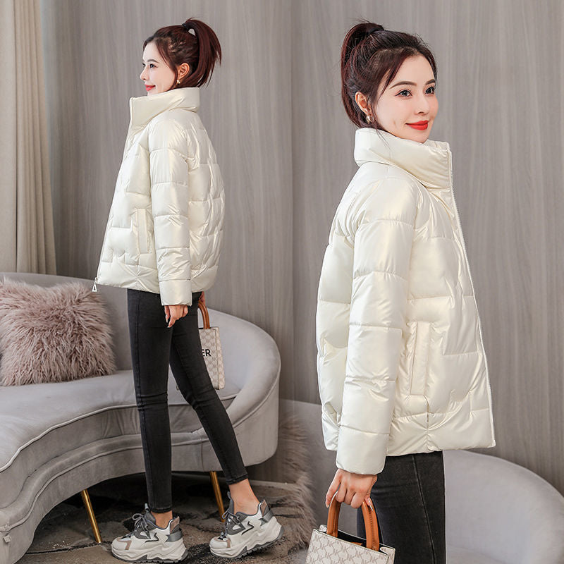 Winter glossy leave-in new thickened cotton-padded clothes women's short Korean version loose cotton-padded clothes stand-up collar jacket women's down cotton-padded jackets