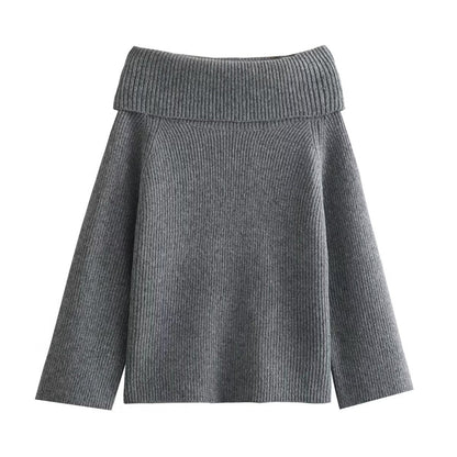 college fall outfits Women's Clothing Autumn and Winter New Fashion 4-Color Right-Angle off-Neck Sweater Top